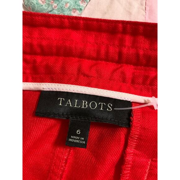 Talbots Skirt Womens 6 Red Knee Length Linen Blend Pockets Drawstring Casual - Picture 5 of 7